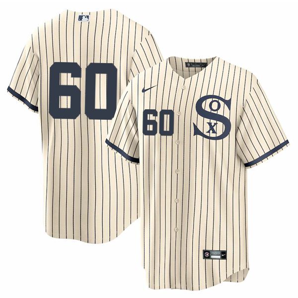 Men Chicago White Sox 60 No Name Cream stripe Dream version Game Nike 2021 MLB Jerseys